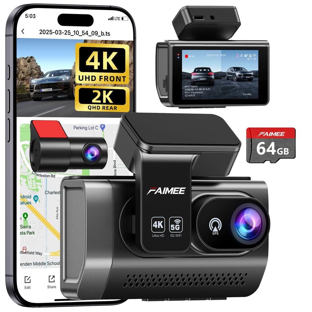 4K Dash Cam Front and Rear FAIMEE 4K+2K Dash Camera for Cars