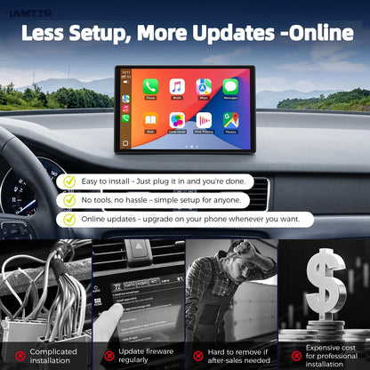 LAMTTO 11" Wireless CarPlay Screen with in-Cell Display - Dual-Band WiFi, OTA Updates & Mirror Link for iPhone & Android, A Thoughtful Gift for Family & New Drivers