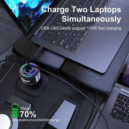 320W USB C Car Charger, 6 Ports Type C Car Charger, PD3.0/QC4.0/PPS Super Fast Charging for iPhone 17/16/15 Series, Galaxy S25/S24/23, iPad, MacBook Pro/Air, Laptop