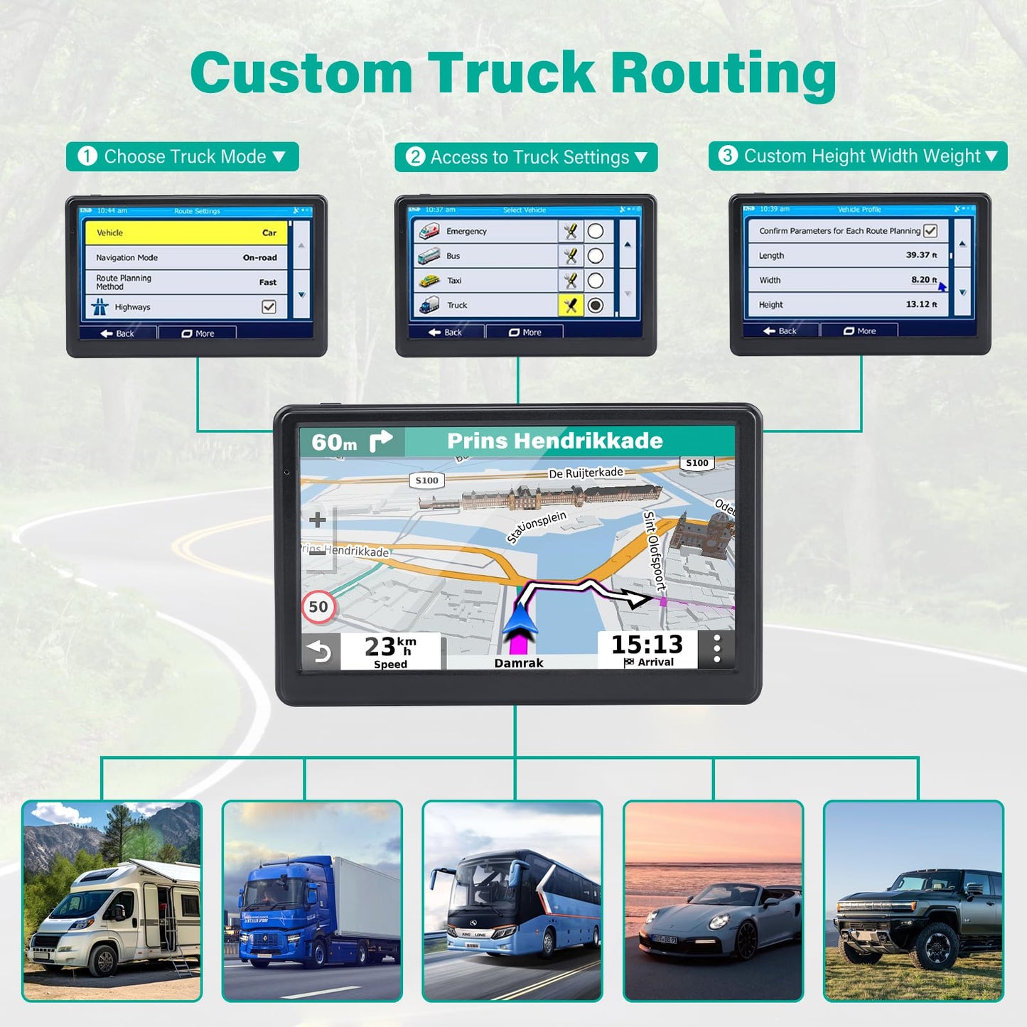 GPS Navigator for Car Truck RV, 7 Inch Touch Screen GPS for Car with 2026 Maps Free Lifetime Updates, Voice Turn-by-Turn Guidance, Speed Limit & Red Light Camera Alerts