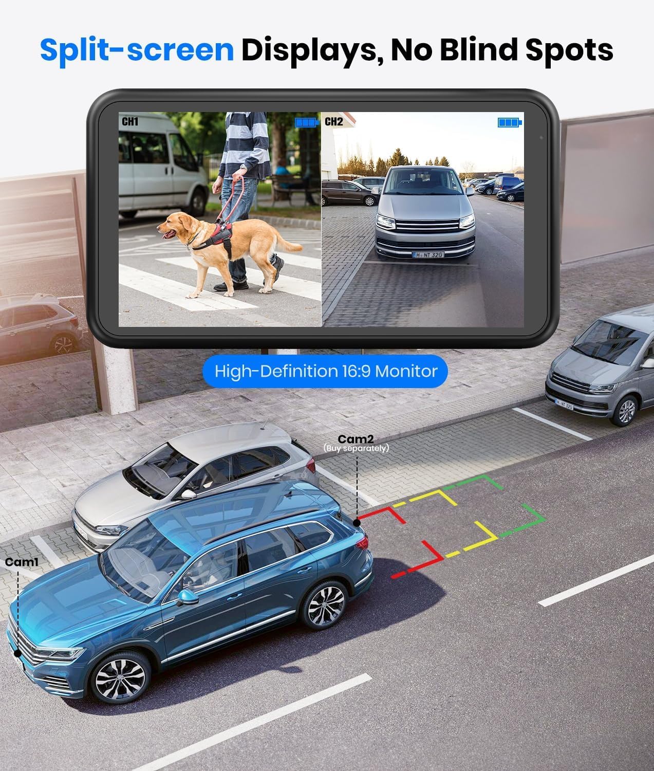 AUTO-VOX Solar Wireless Backup Camera with 5" 1080P Monitor