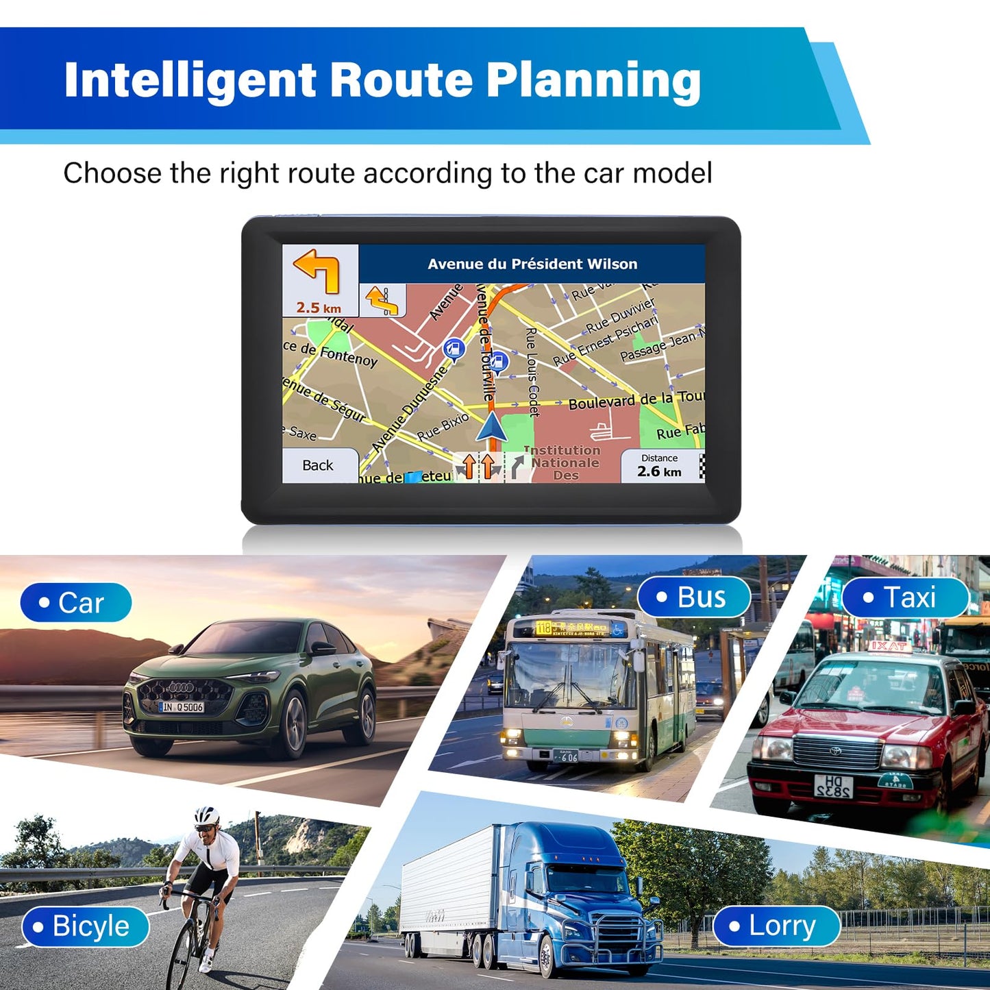 GPS Navigator for Car Truck RV - 7'' HD Touchscreen Navigation System, Latest 2026 Maps Free Lifetime Updates, Speed & Red Light Warning, Turn-by-Turn Voice Guidance for All Cars