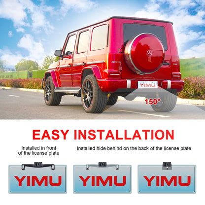 YIMU Backup Camera System with License Plate Backup Camera, Easy Installation, Plug & Play, DIY Guide Lines, 150° Wide Angle, Night Vision, IP69K Waterproof