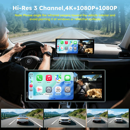 CARPURIDE CarPlay & Android Auto Dual Bluetooth, 7" Waterproof GPS Navigation Screen, Data Reading, Native Wonder, TPMS, Light Sensor, Music Sharing, Intercom, 16-Pin
